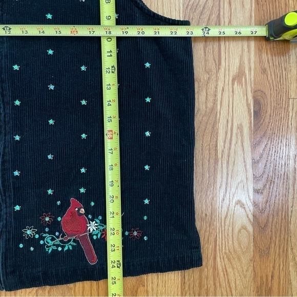 Vintage Embroidered Christmas Cardinal Holiday Vest Sequins Floral Women's XL - Picture 13 of 14